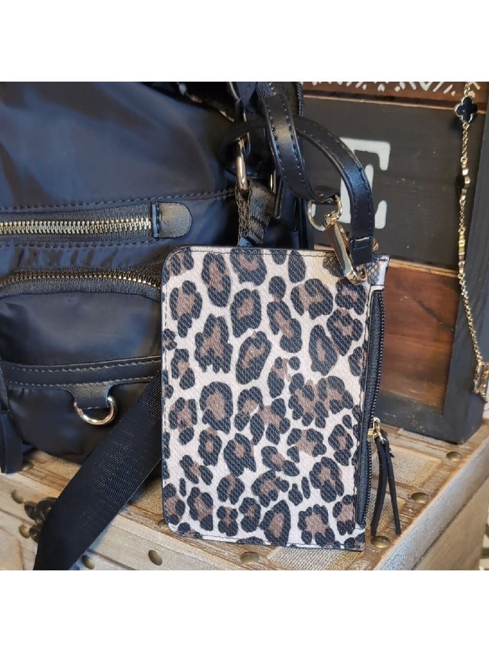 Adrienne Vittadini Black Multi-Pocket Hobo Bag W / Zippered Bag Charm - Picture 9 of 9